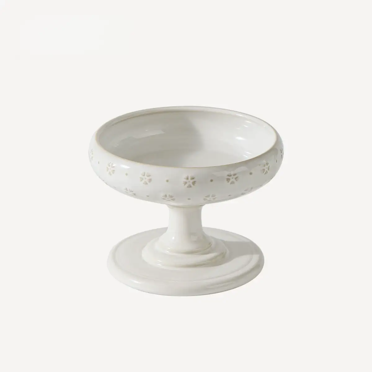 Raised Ceramic Cat Bowl with Floral Pedestal Stand