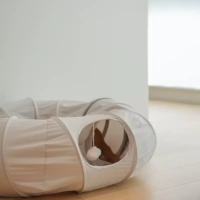 Convertible Cat Tunnel Bed with Optional Cooling Mat, Gray Donut Cat Play Tunnel