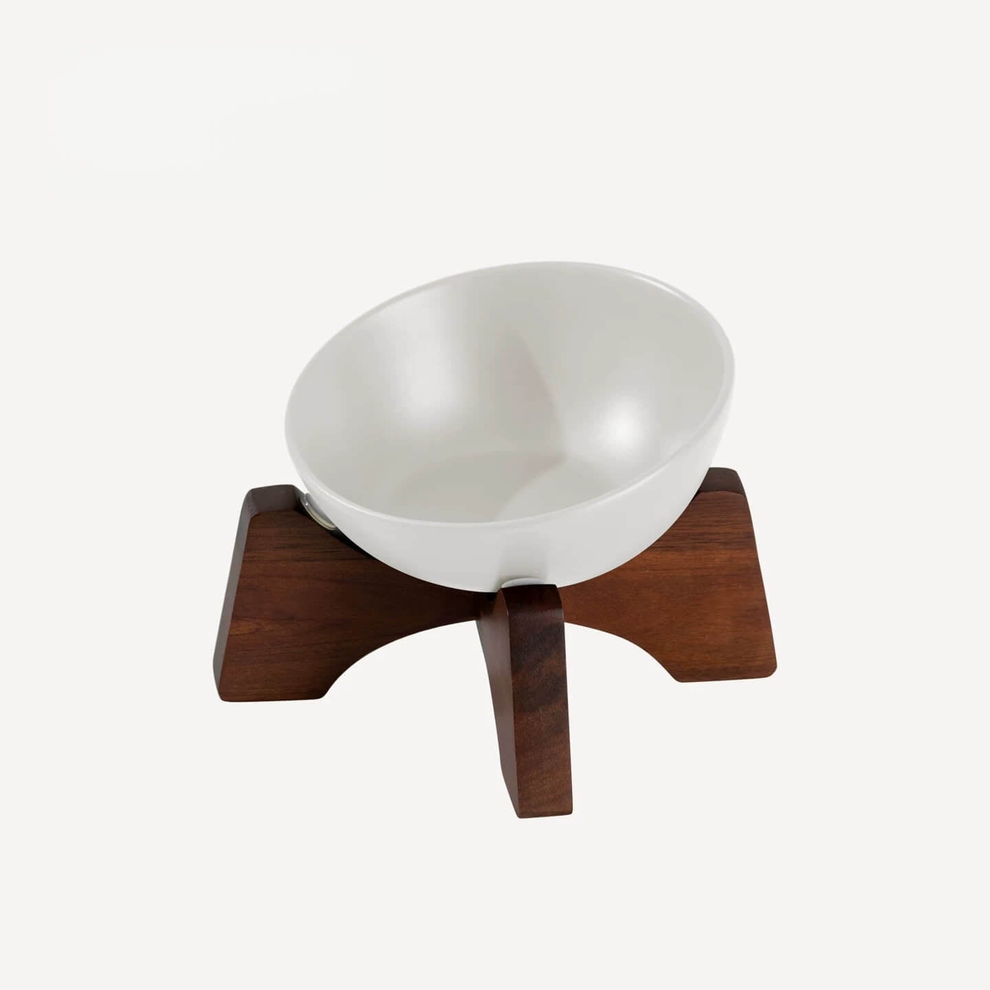 Elevated Ceramic Pet Bowl with Acacia Wood Stand