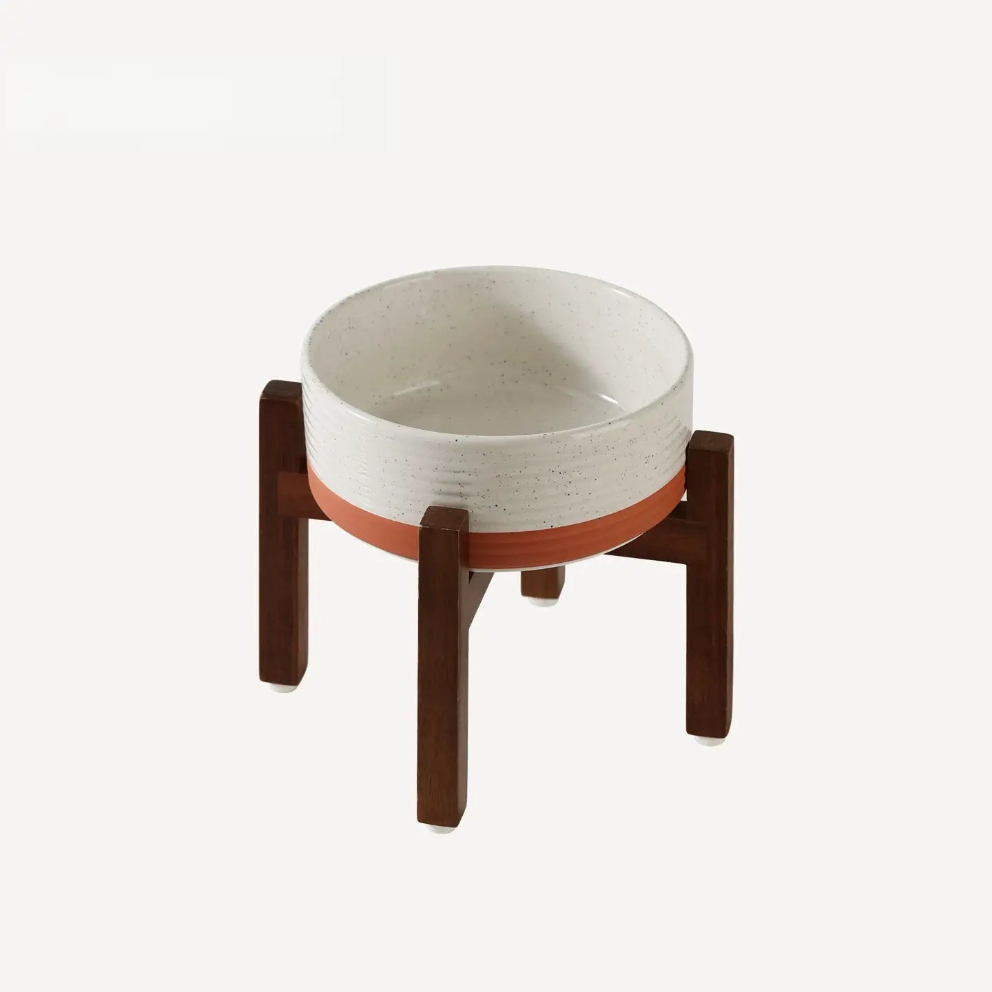 Elevated Ceramic Pet Bowl with Acacia Wood Stand – Single or Double Bowl
