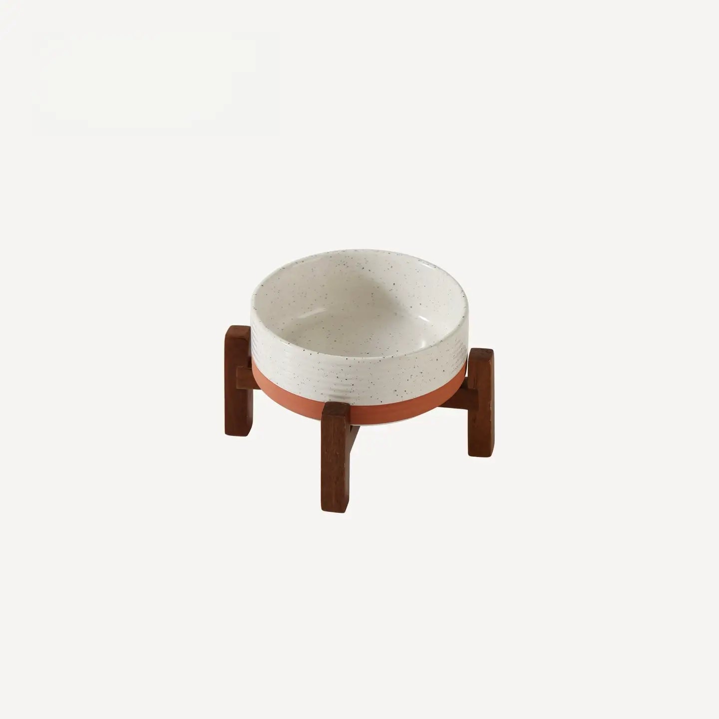 Elevated Ceramic Pet Bowl with Acacia Wood Stand – Single or Double Bowl