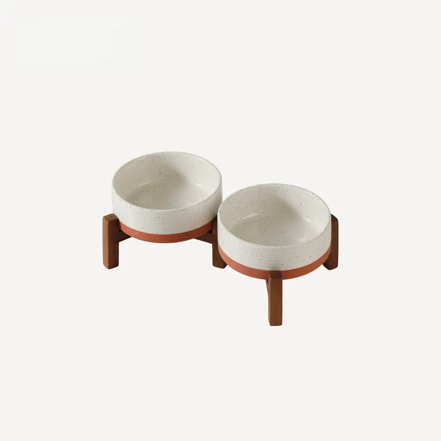 Elevated Ceramic Pet Bowl with Acacia Wood Stand – Single or Double Bowl