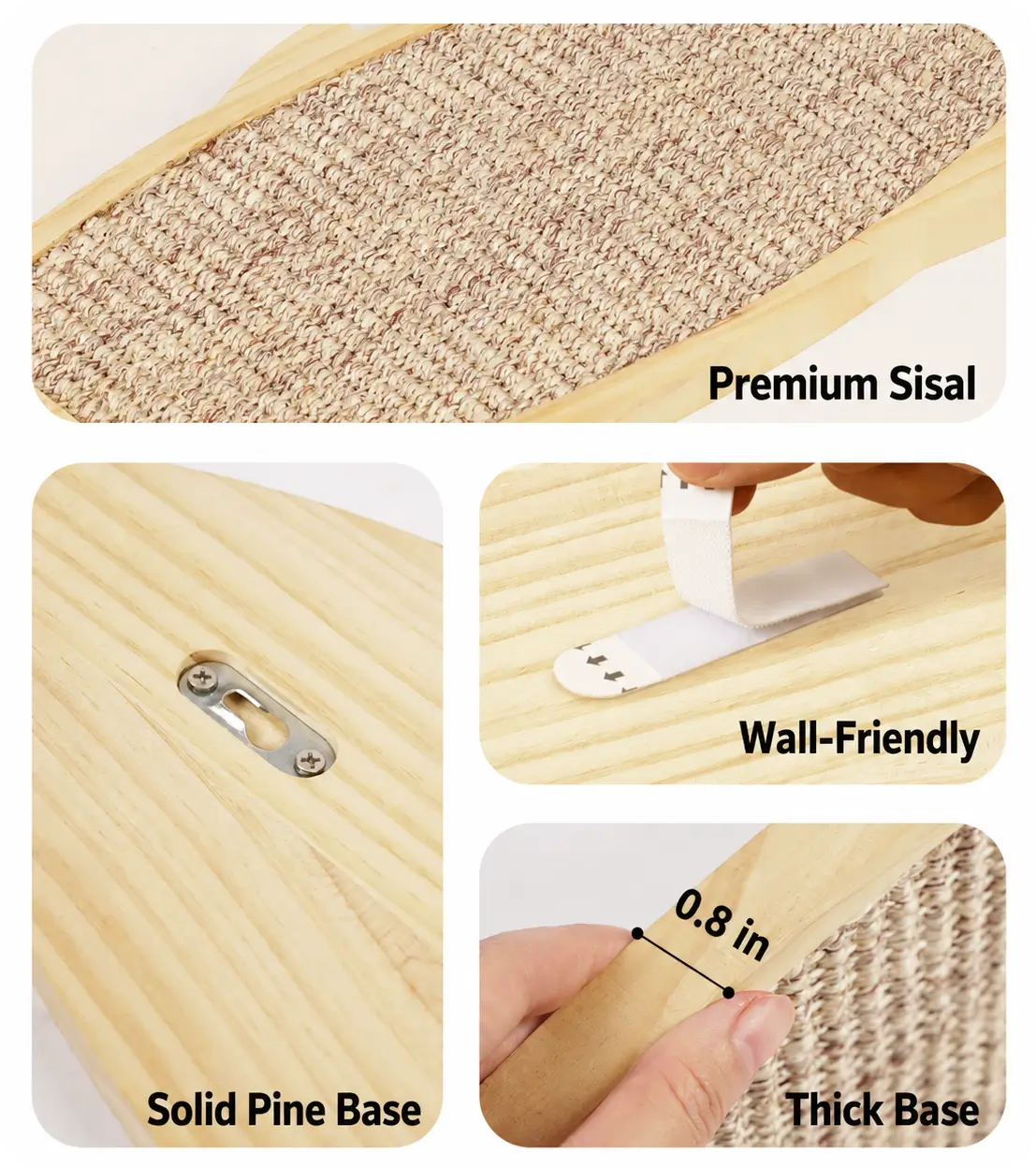 Fish-Shaped Sisal Cat Scratcher Board with Pine Wood Frame