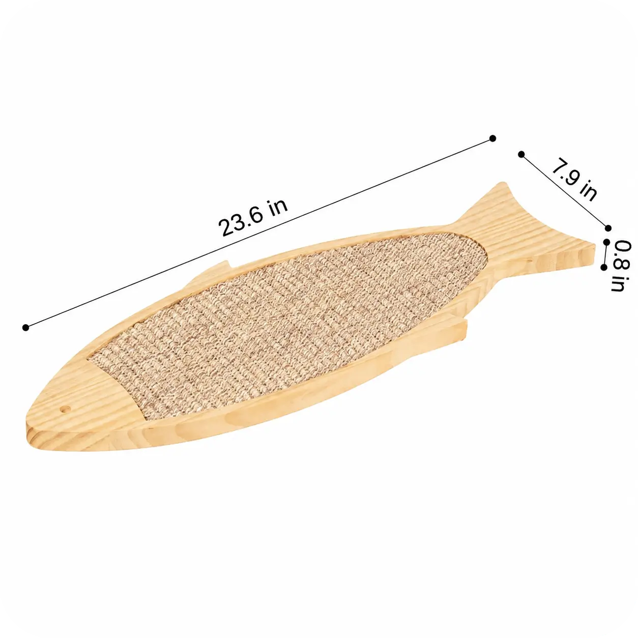 Fish-Shaped Sisal Cat Scratcher Board with Pine Wood Frame