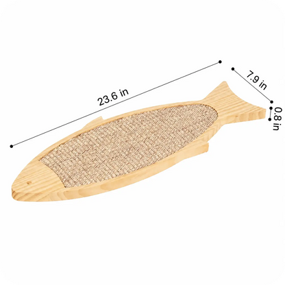 Fish-Shaped Sisal Cat Scratcher Board with Pine Wood Frame