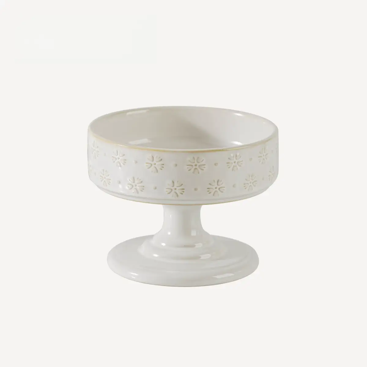 Goblet-Inspired Raised Ceramic Cat Bowl with Floral Pattern