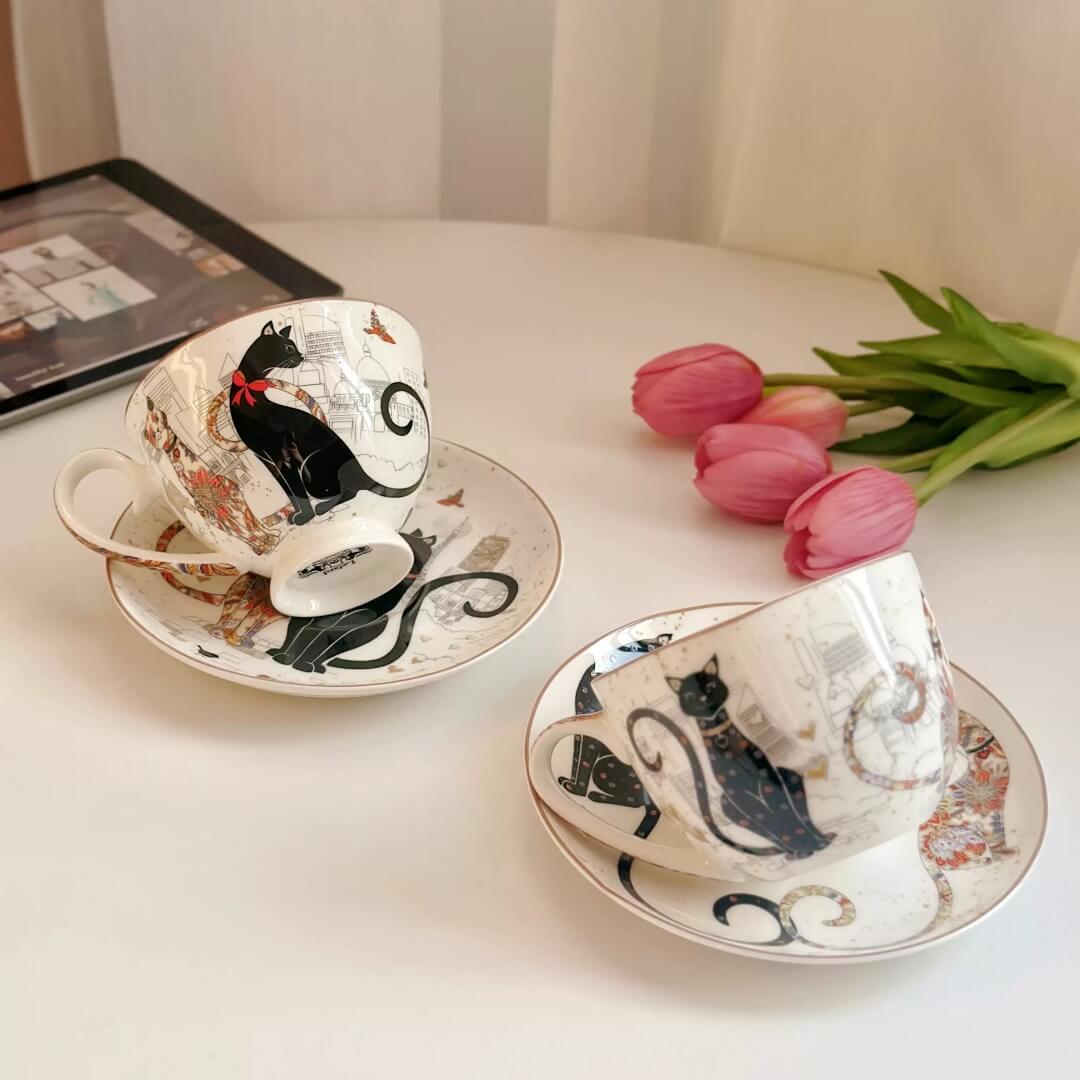 Hand-Painted Ceramic Cat Tea Collection