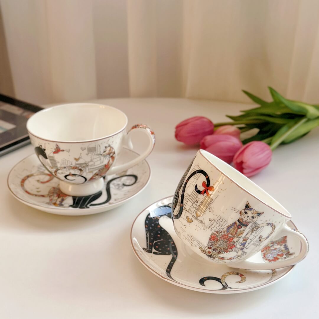 Hand-Painted Ceramic Cat Tea Collection