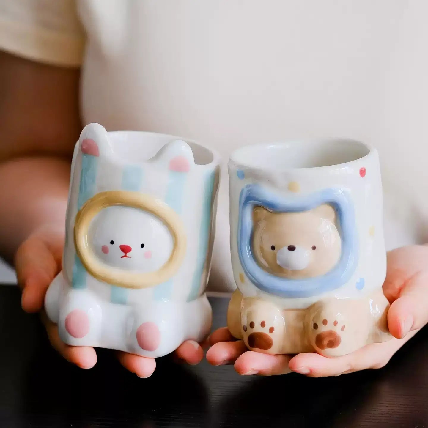 Cute Animal Hoodie Ceramic Mug Set