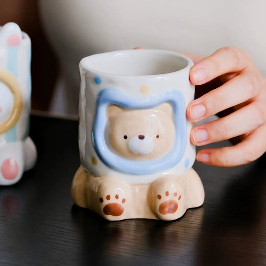 Cute Animal Hoodie Ceramic Mug Set