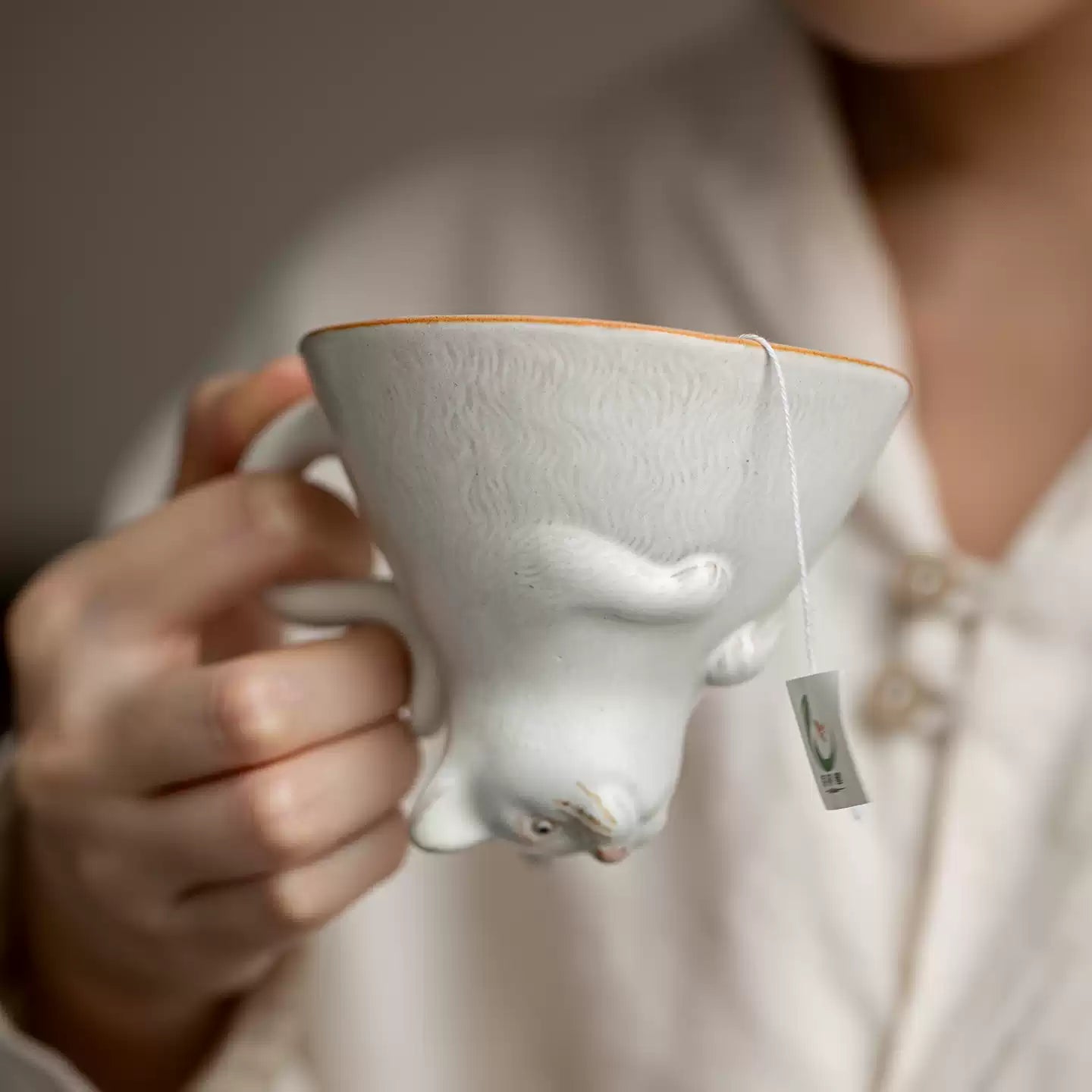 Upside-Down Cat Ceramic Mug