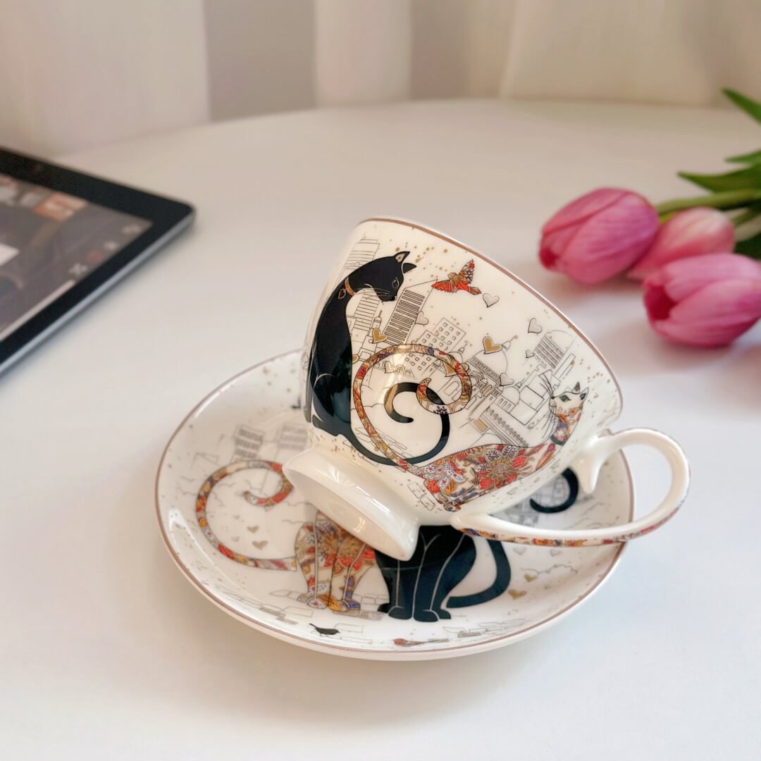 Hand-Painted Ceramic Cat Tea Collection