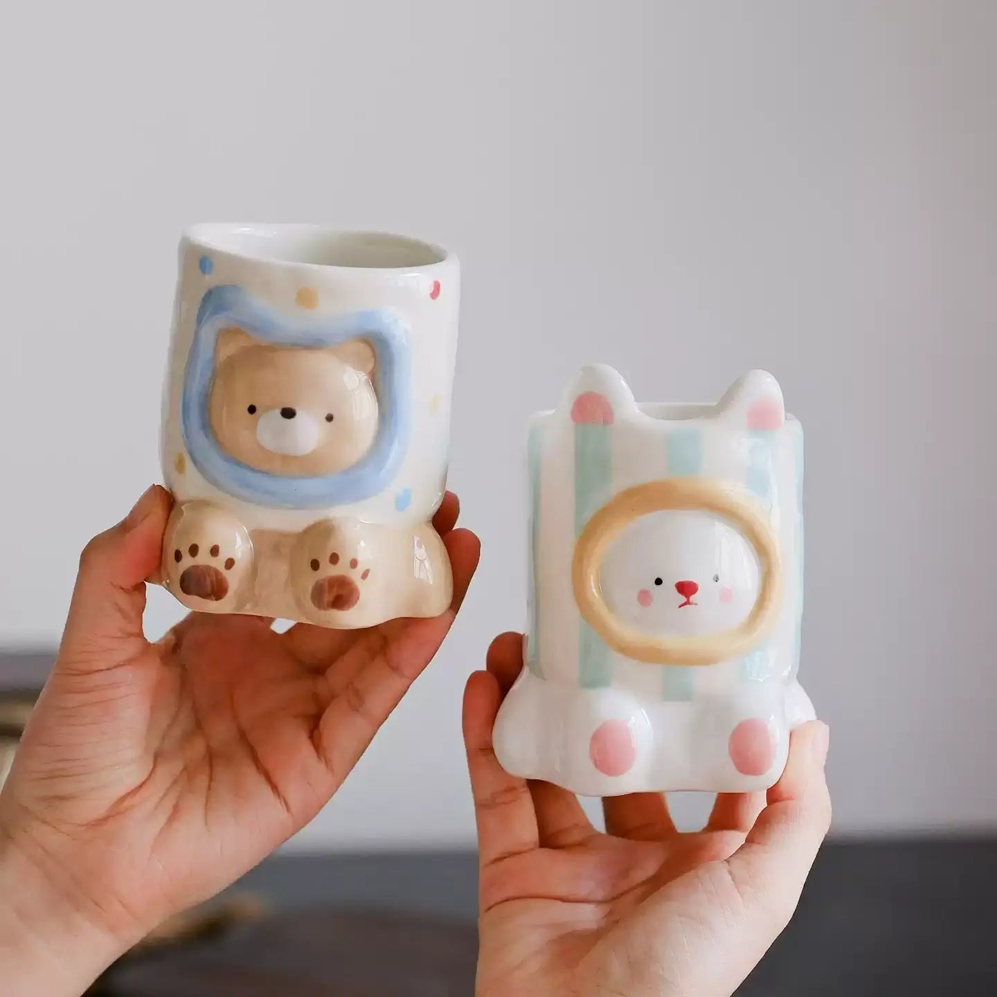 Cute Animal Hoodie Ceramic Mug Set