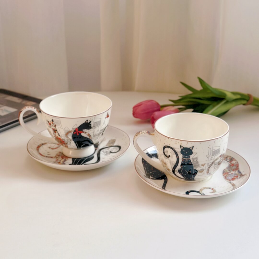 Hand-Painted Ceramic Cat Tea Collection