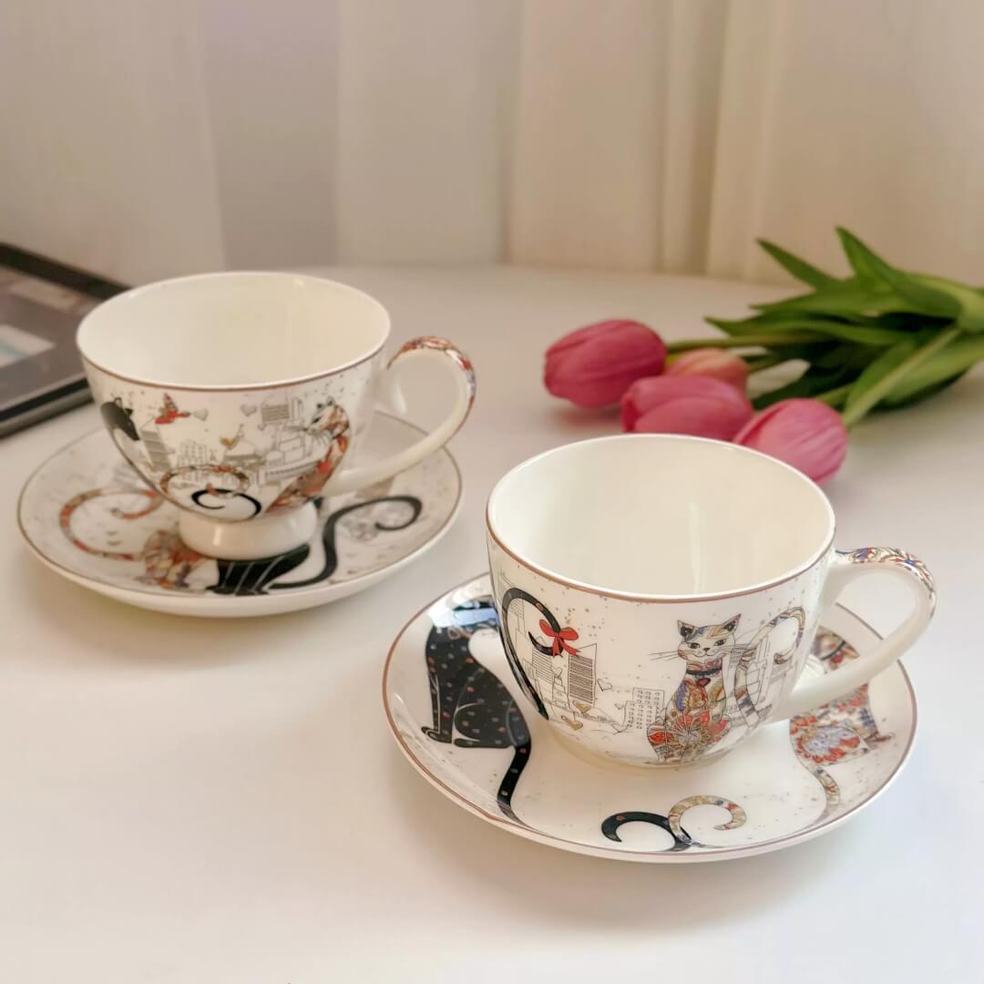 Hand-Painted Ceramic Cat Tea Collection