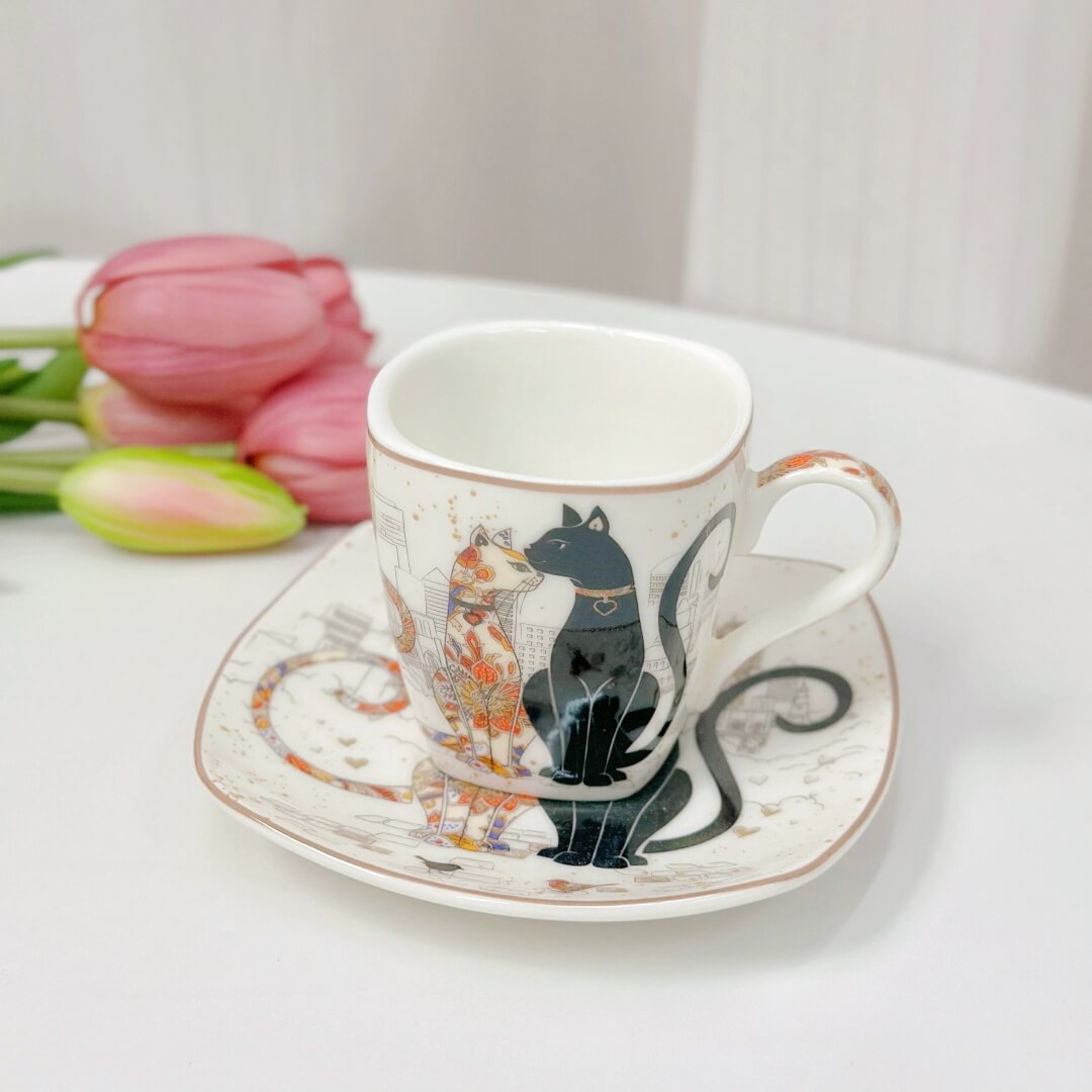 Hand-Painted Ceramic Cat Tea Collection