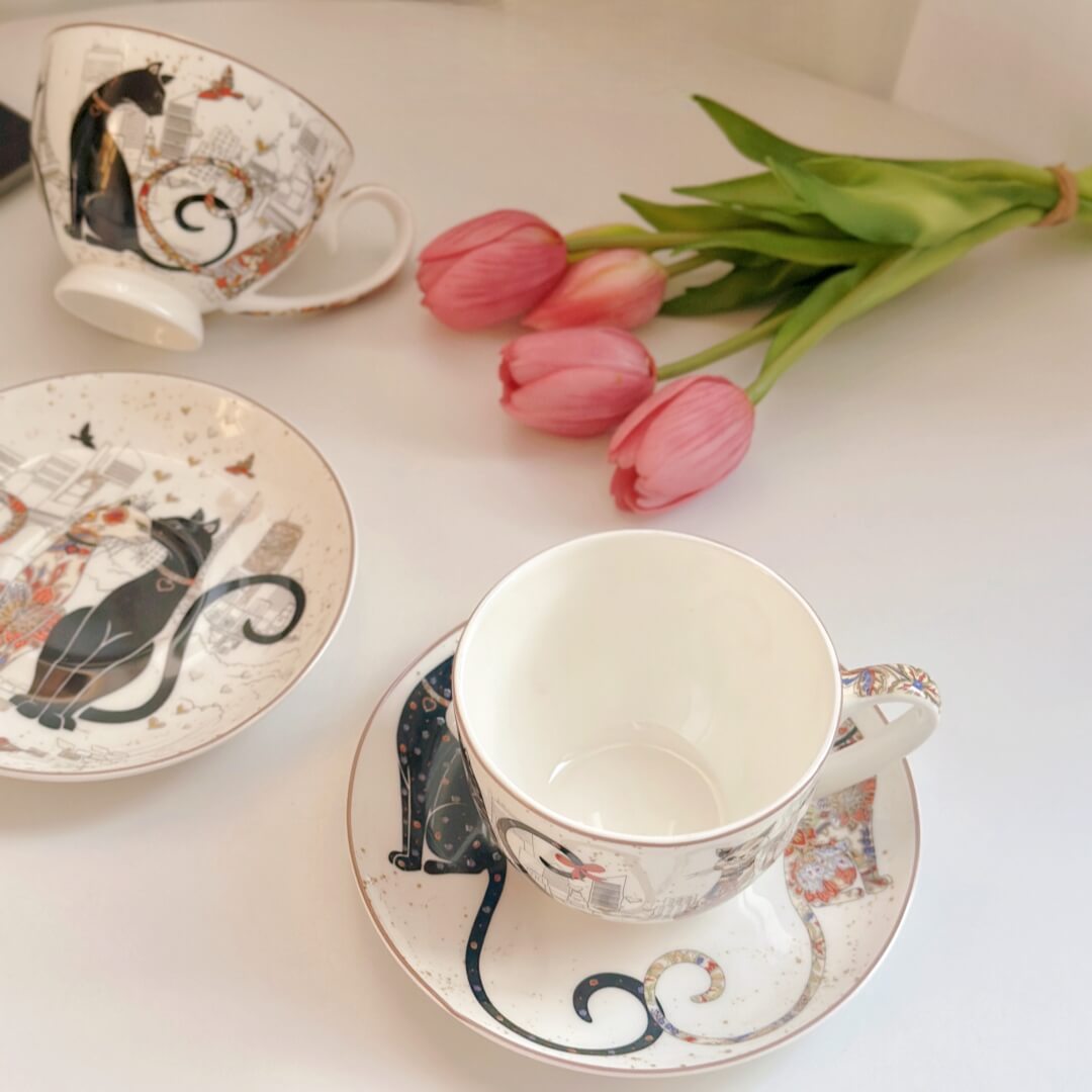 Hand-Painted Ceramic Cat Tea Collection