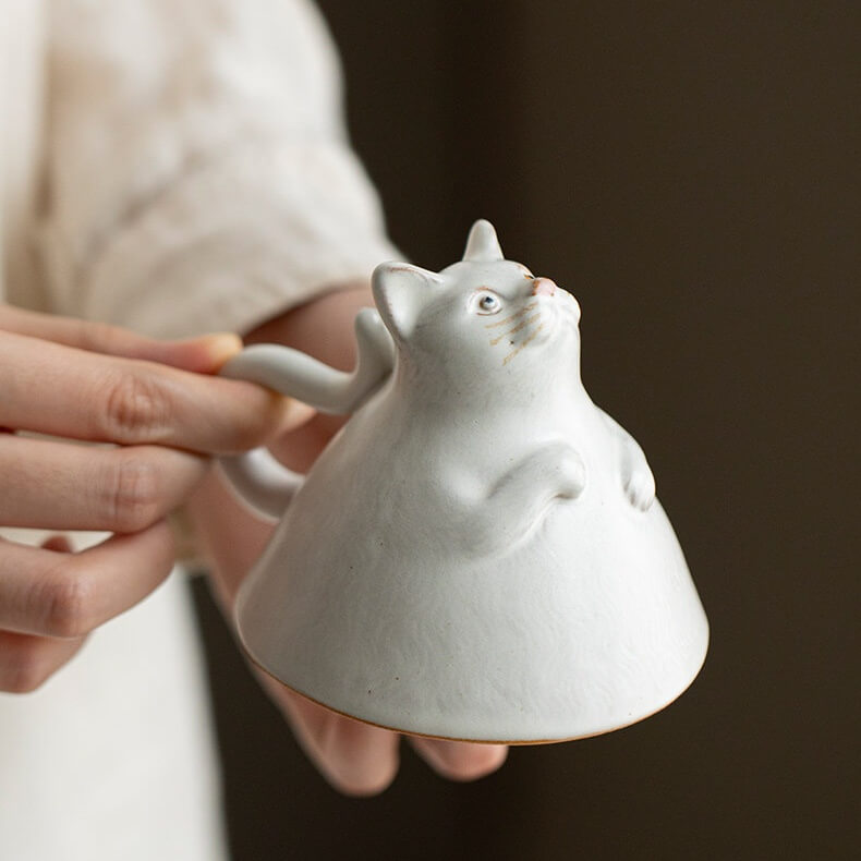 Upside-Down Cat Ceramic Mug