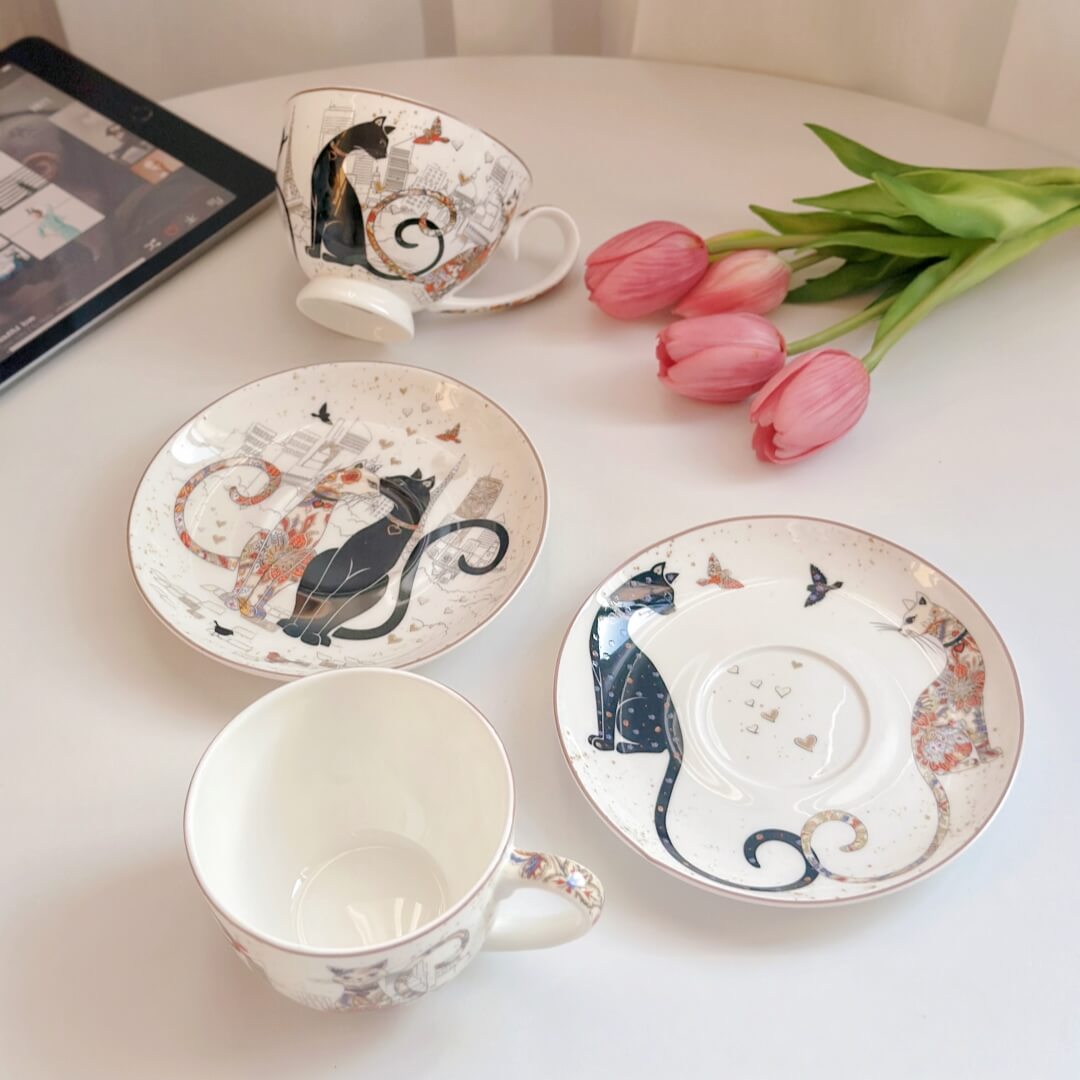Hand-Painted Ceramic Cat Tea Collection