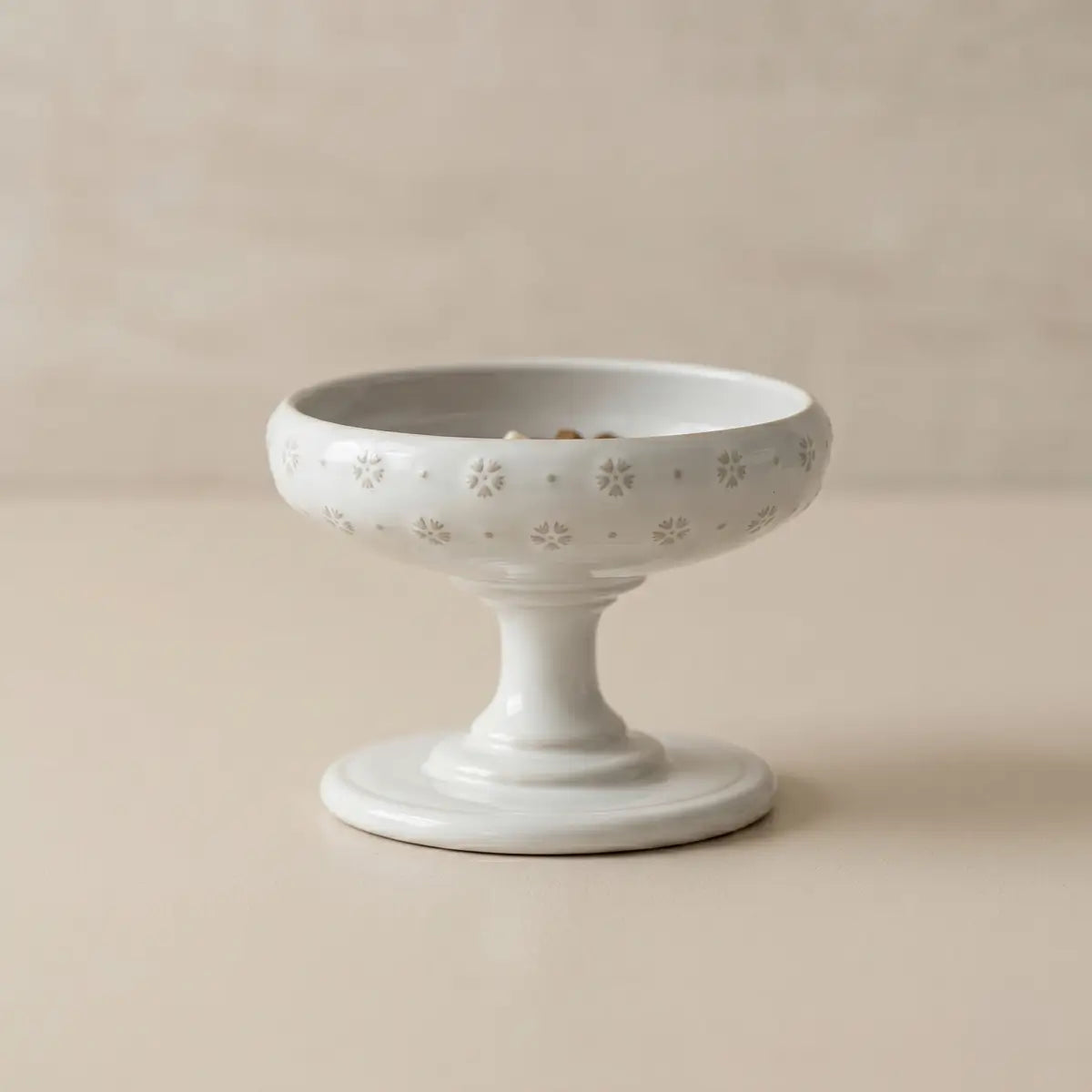 Raised Ceramic Cat Bowl with Floral Pedestal Stand