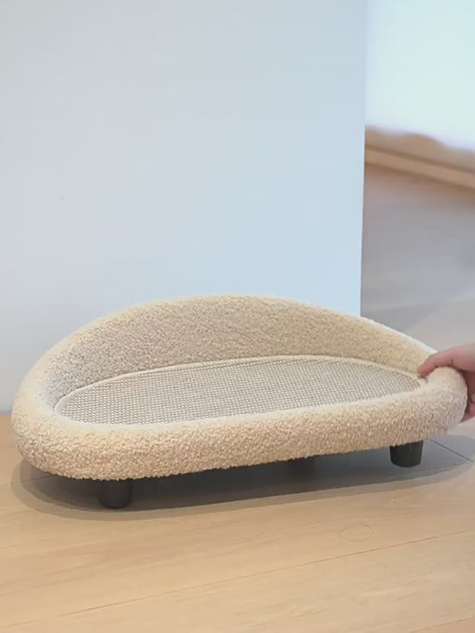 Sisal Cat Scratcher Sofa Bed for Cats & Small Dogs, Oval Pet Lounger with Fleece Trim