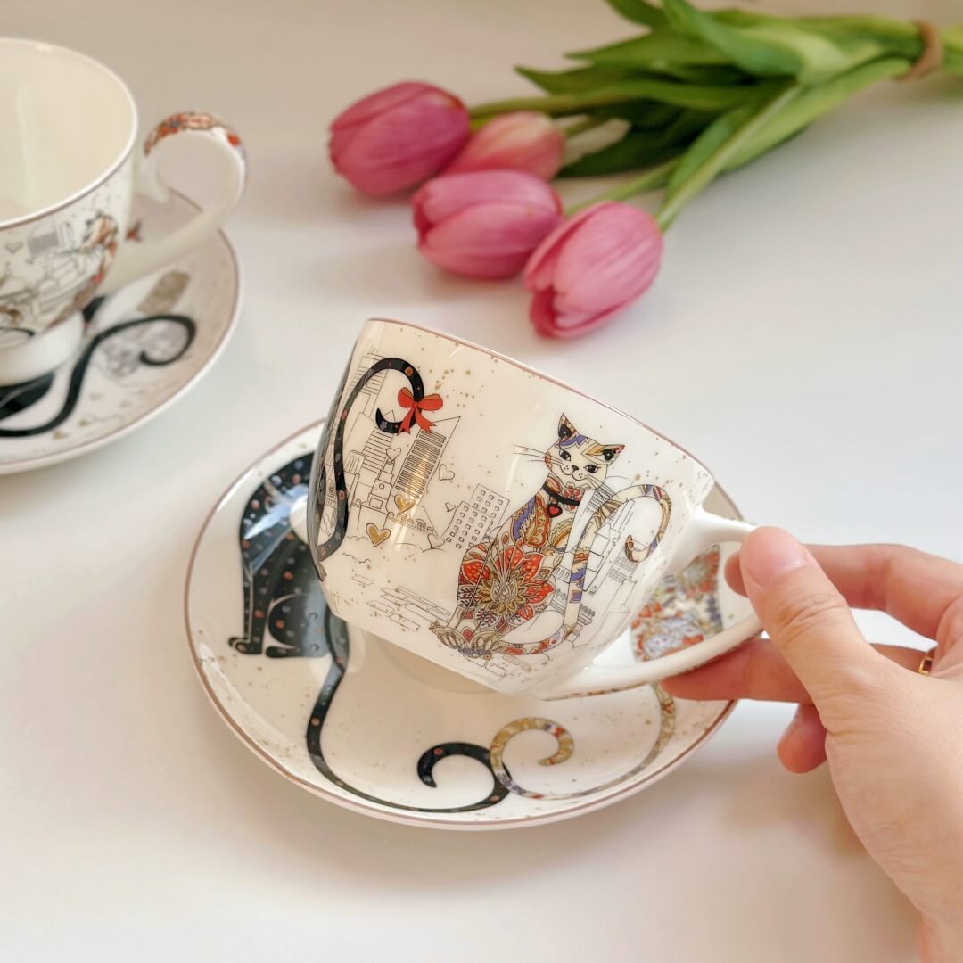Hand-Painted Ceramic Cat Tea Collection