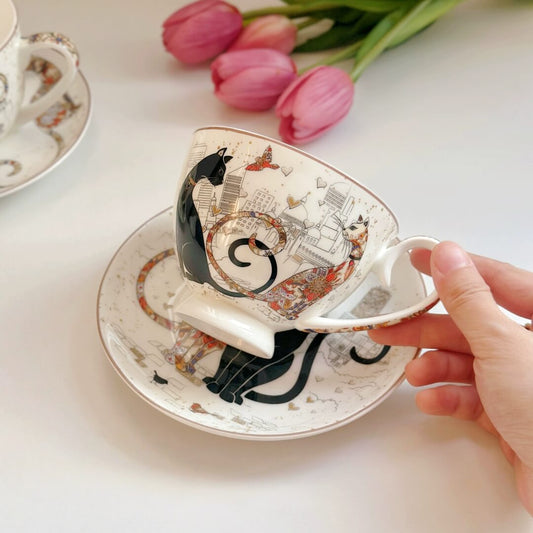 Hand-Painted Ceramic Cat Tea Collection